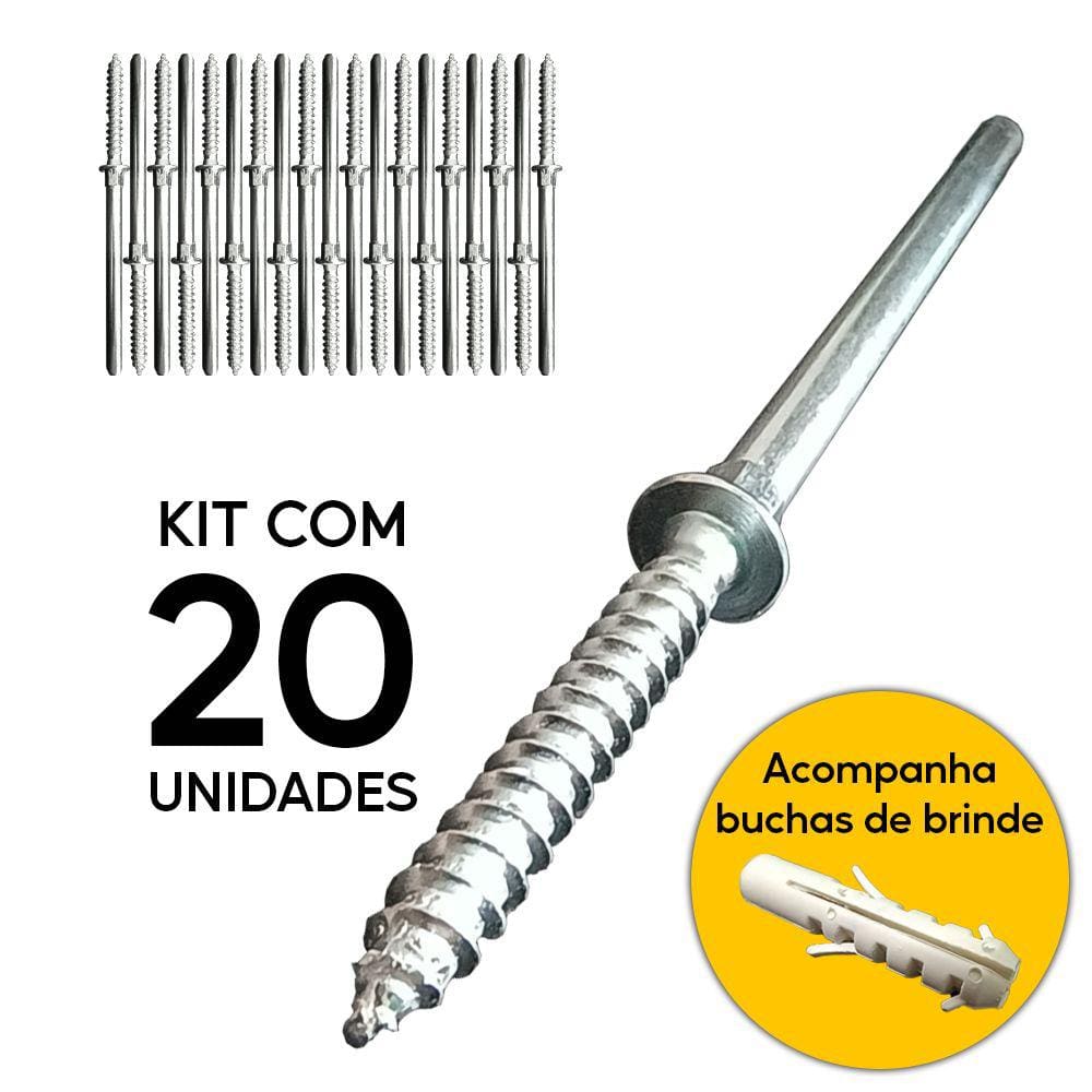 Parafuso Pino Suporte Invisível Prateleira 20 Peças 110mm