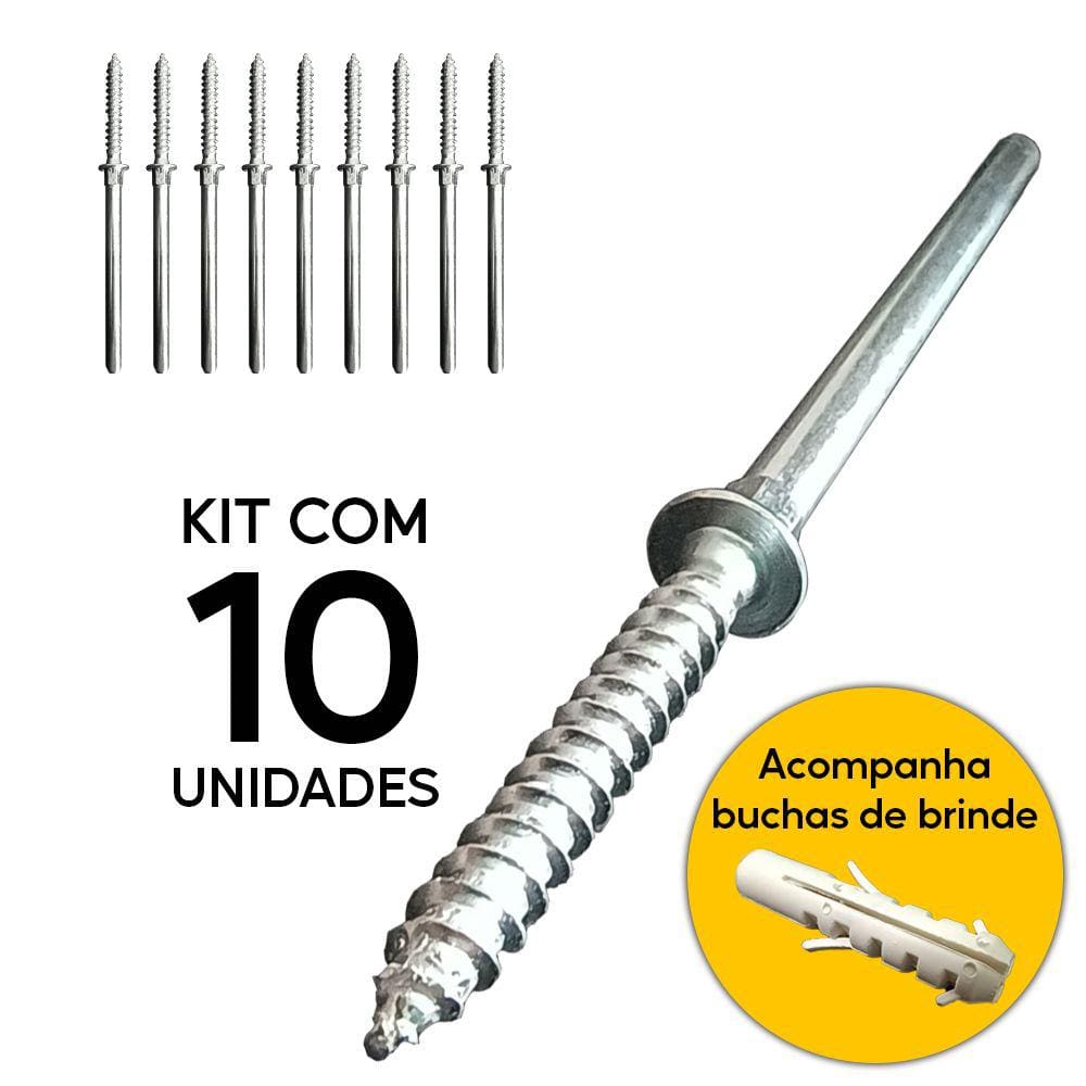 Parafuso Pino Suporte Invisível Prateleira 10 Peças 110mm