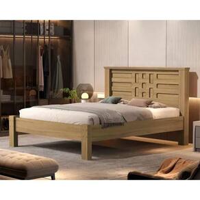 Cama De Casal Laura 100% Mdf - Extrado Madeira Amendoa Basoto