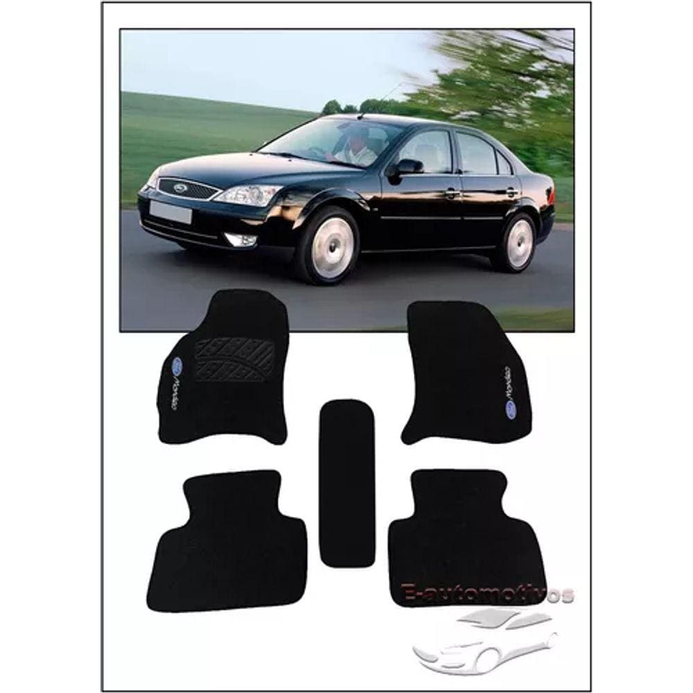 Jogo Tapete Carpete Ford Mondeo 2004 a 2011 com Logo Bordado Preto