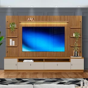 Rack Com Painel Ripado Modulado 75 Polegadas Nature Off White Shop Jm