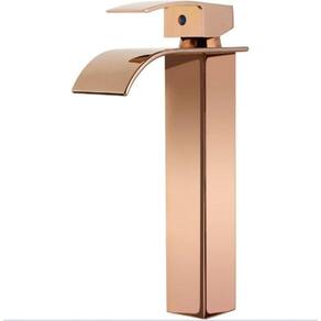 Torneira Banheiro Cascata Monocomando Misturador Alta Rose Gold