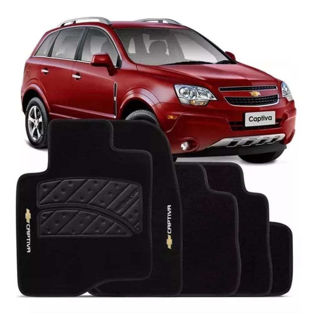 Jogo Tapete Carpete Bordado Chevrolet Captiva 2008 a 2014 Grafite