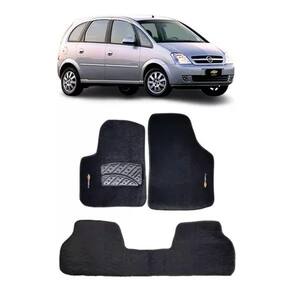 Jogo Tapete Carpete Bordado Chevrolet Meriva 2002 a 2012 Preto