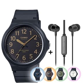 Kit Relógio de Pulso Casio Masculino Feminino Analógico Preto Prova D àgua 50m MW-240 + Fone de Ouvido