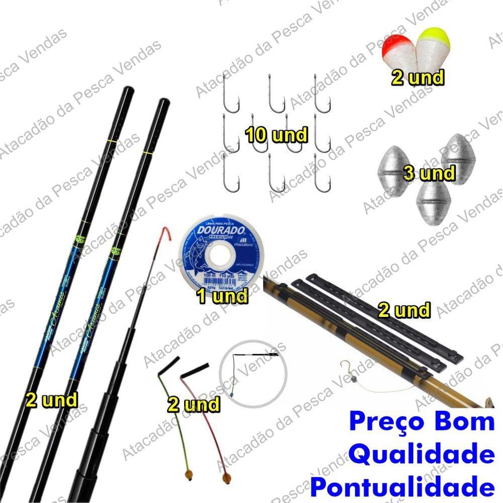 Kit 2 Varas Telescópica De Mão 2,70mt Fibra De Vidro + Carbono