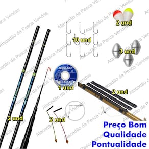 Kit 2 Varas Telescópica De Mão 2,70mt Fibra De Vidro + Carbono