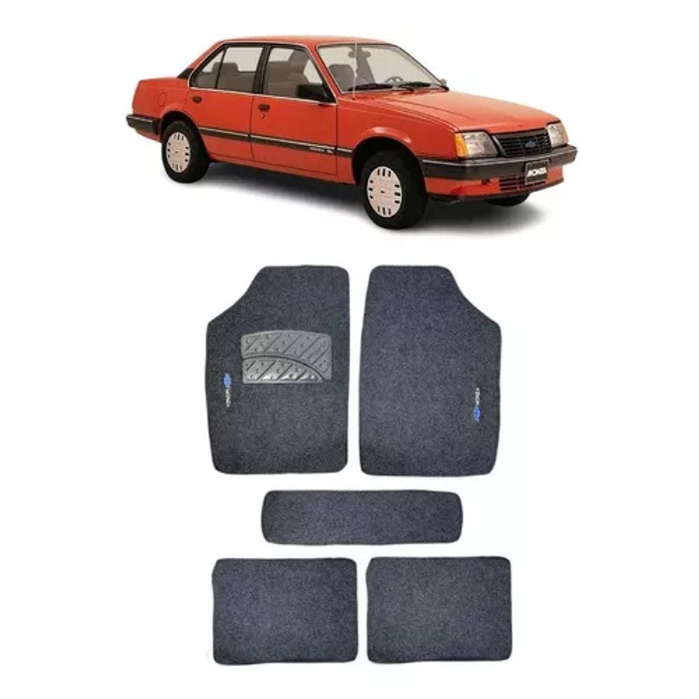 Jogo Tapete Carpete Bordado Chevrolet Monza 1983 a 1996 Grafite