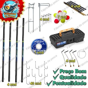 Kit Pesca 4 Varas Telescopica  Carbono+fibra 3 Metros