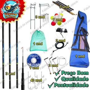 Kit Pesqueiro 3 Varas Telescopica, 4,00 Com Bolsa E Acessorios