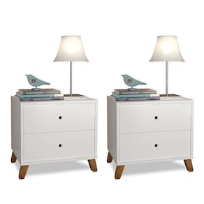 Conjunto 2 Mesas De Cabeceiras 2 Gavetas Branco
