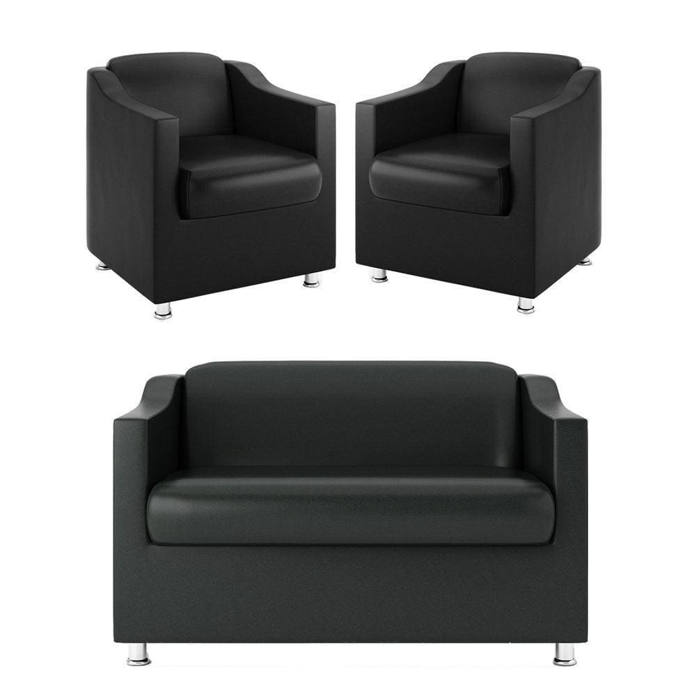 Kit + 2 Poltronas + Namoradeira 2 Lugares preto