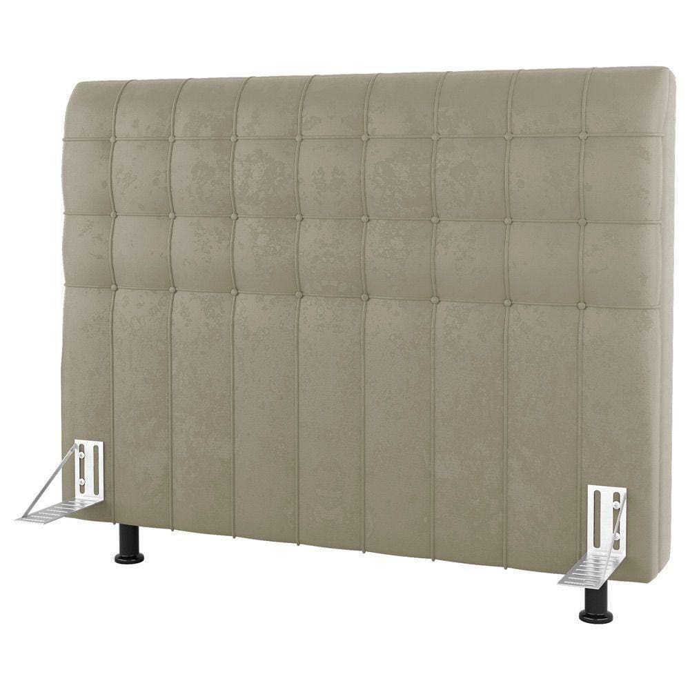 Cabeceira Cama Box Solteiro Dahlia 90Cm Com Frame Suede Bege - Desk Design