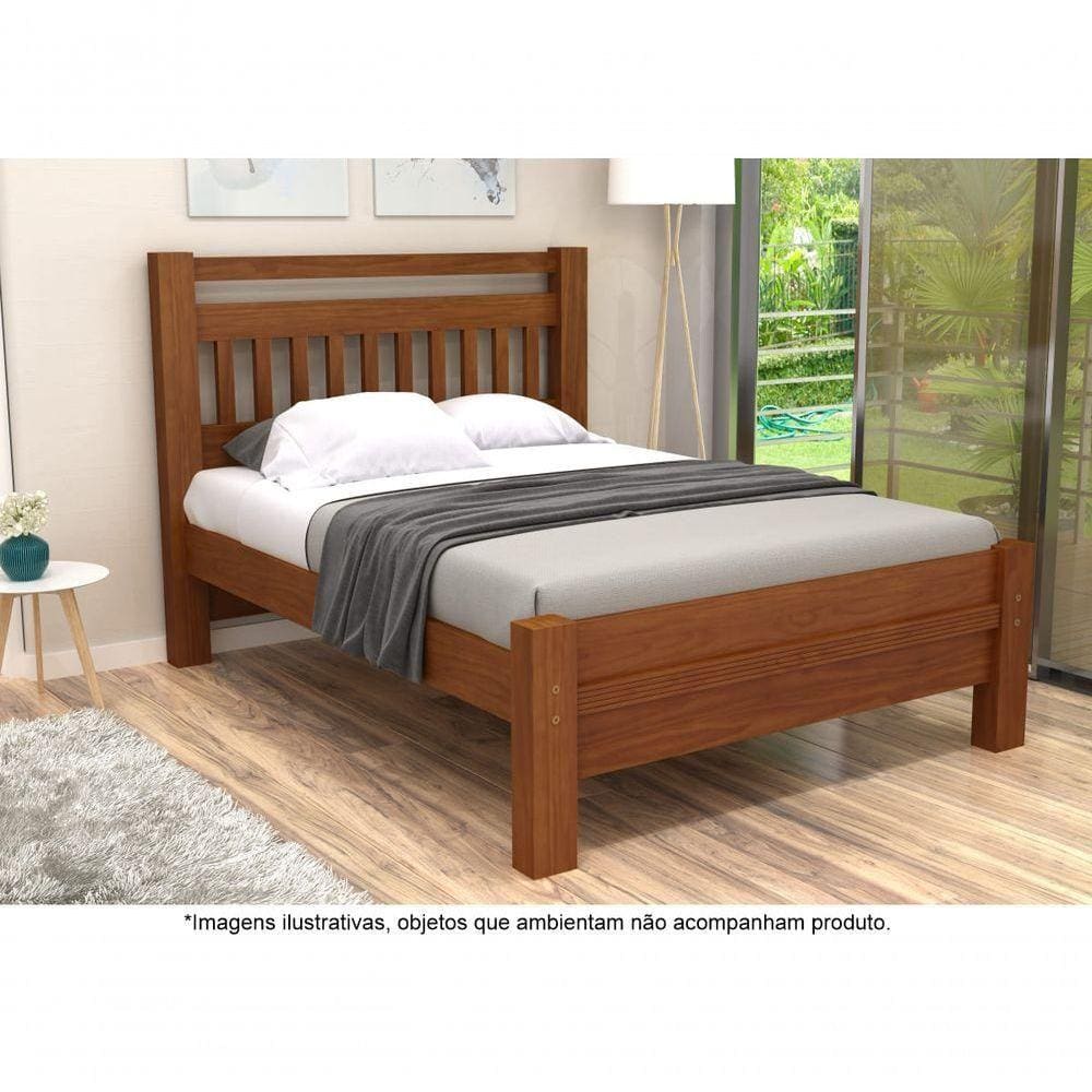 Cama Casal Em Madeira Maciça 1,40 Orleans Avelã