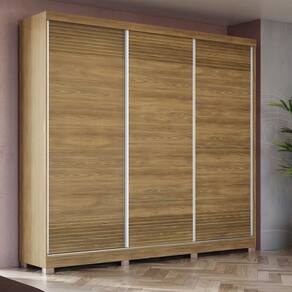 Guarda-roupa Casal 100% Mdf Kappesberg C/pés 3 Portas De Correr 6 Gavetas Nogueira