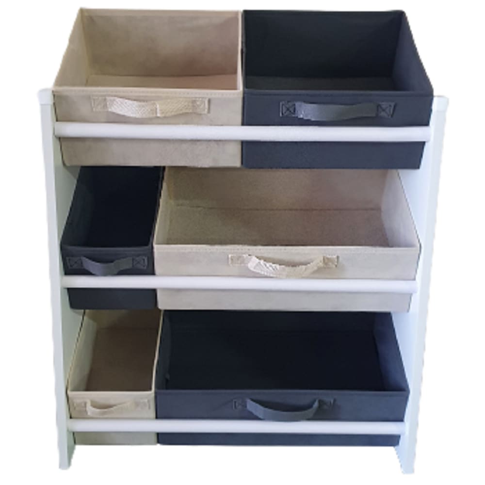 Organizador Infantil Brinquedos Caixas Educativo Cinza Bege