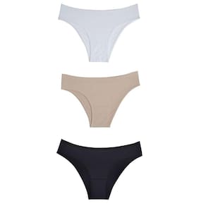 Calcinha Feminina Kit 3 Peças Biquini Cotton Lisas