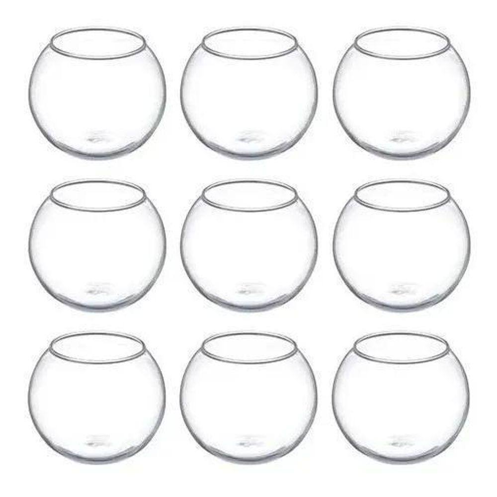 Kit 10 Vaso Vasinho Aquário Castiçal Redondo De Vidro 750Ml
