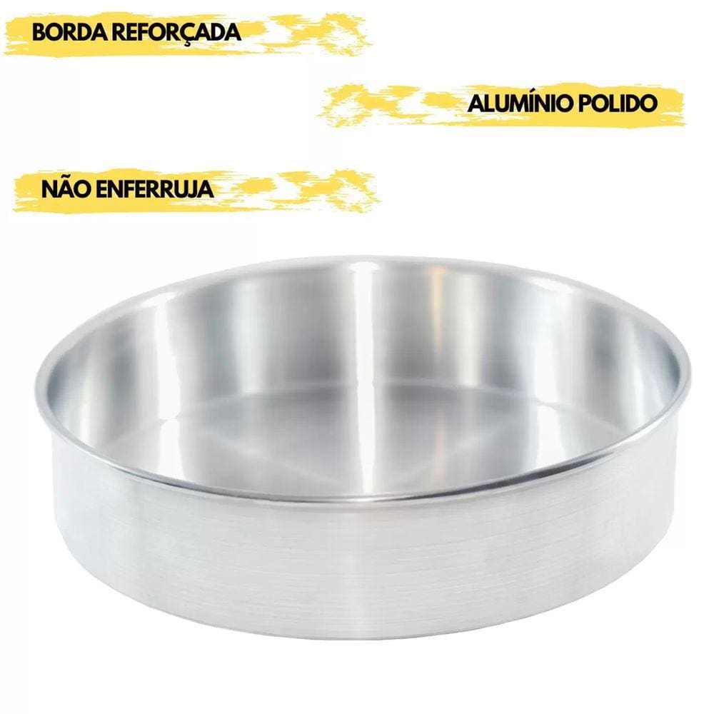 Forma de Bolo Redonda Fundo Fixo (20 x 5cm) - Assadeira Redonda - 20 Polido 1500ml - PANAMI