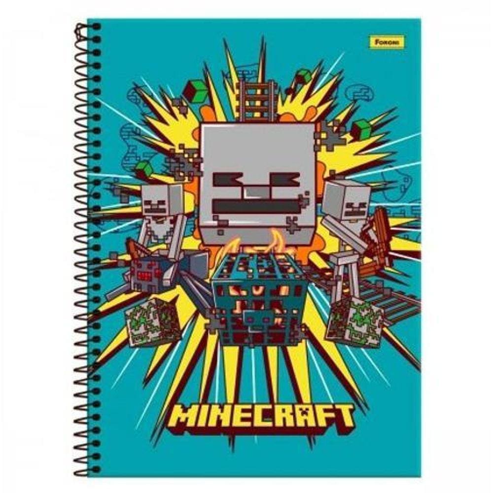 Caderno C/D 10 Materias Minecraft 160 Folhas Foroni