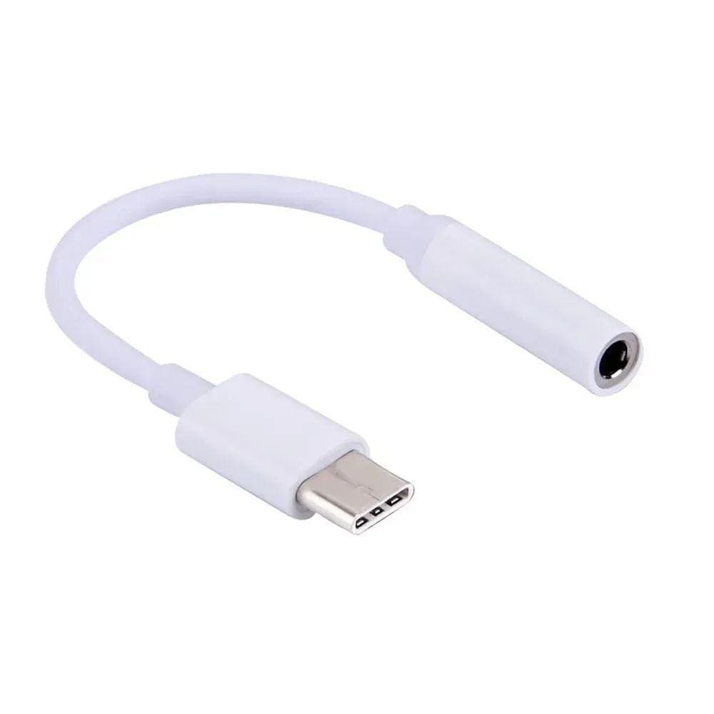 Adaptador De Fone De Ouvido Tipo C 3.5mm P2 Branco Cabo Type C