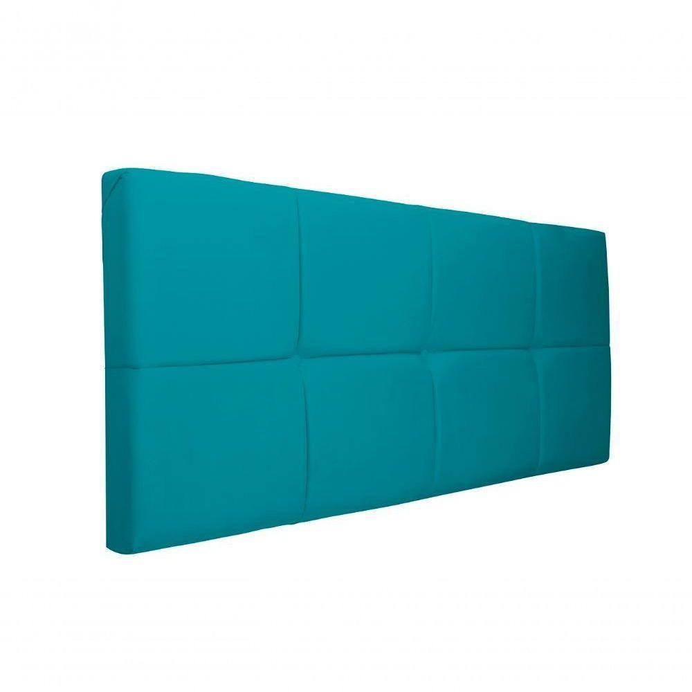 Painel Cabeceira Estofado Decorativo Para Cama Casal 1,40Cm Azul Turquesa Smf Decor