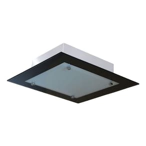 Lustre Luminária Plafon com Vidro Borda Preta Para 02 Lâmpadas Ideal Sala Cozinha Banheiro Quarto 30 cm