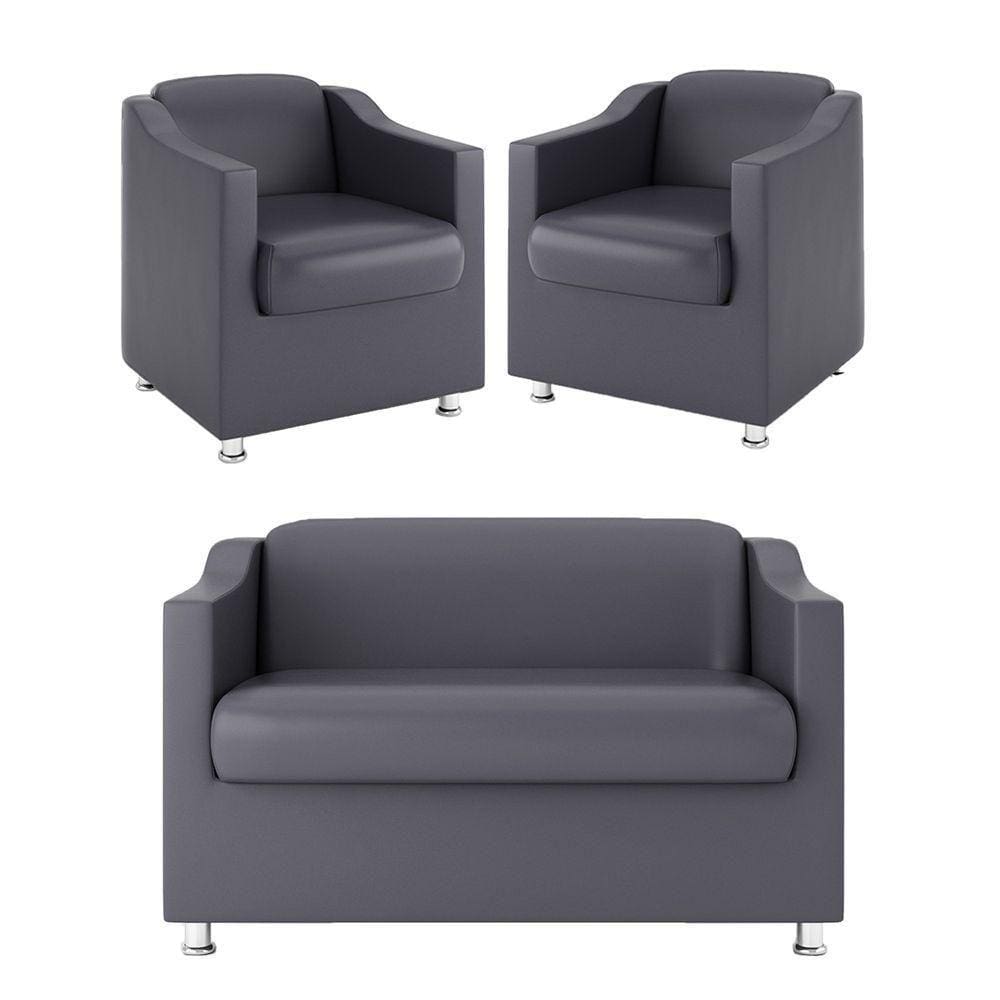 Kit + 2 Poltronas + Namoradeira 2 Lugares cinza