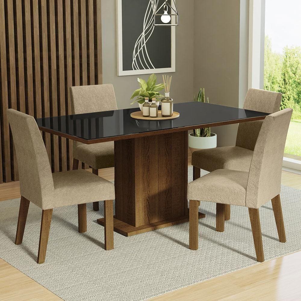 Conjunto Mesa Tampo De Vidro 4 Cadeiras