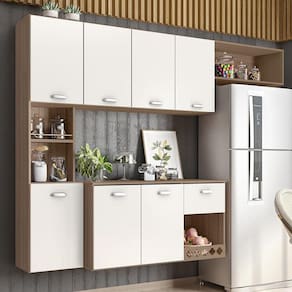 Armario Cozinha Suspensa 7 Portas E 1 Gaveta Mila Carvalho Oak/Off White Carvalho Oak/Off White