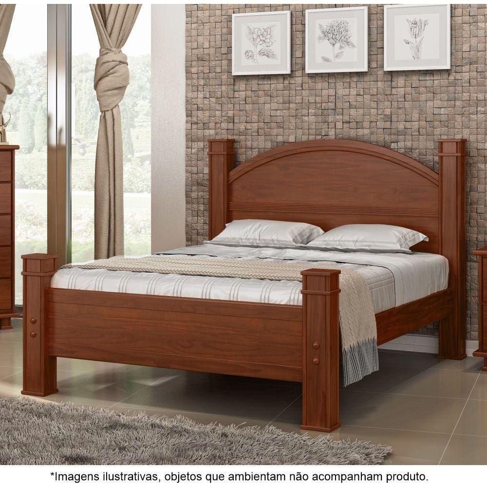 Cama Casal Em Madeira Maciça 1,40 Itália Avelã