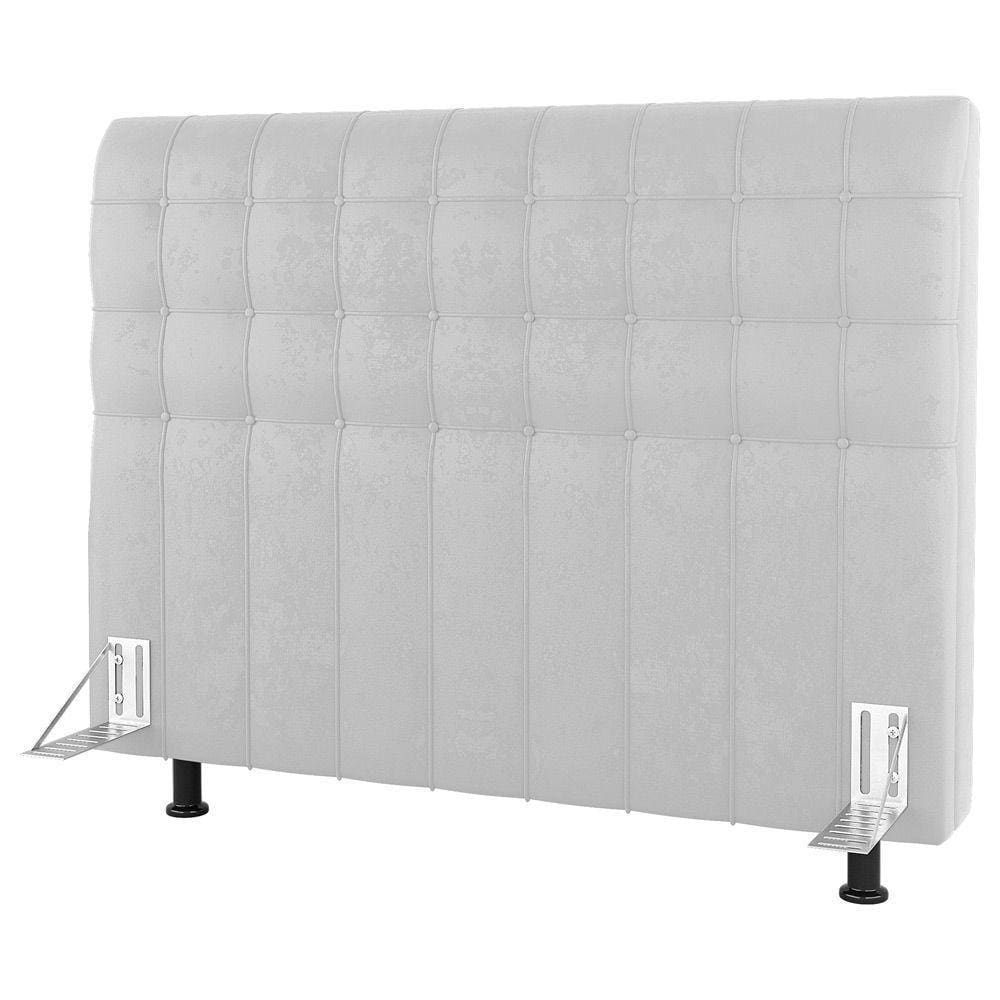 Cabeceira Cama Box Solteiro Dahlia 90Cm Com Frame Sintético Branco - Desk Design