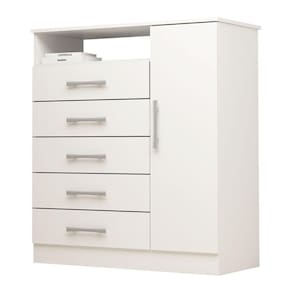 Comoda 5 Gavetas com Sapateira 100% MDF Madri Plus ACP MÓVEIS Branco