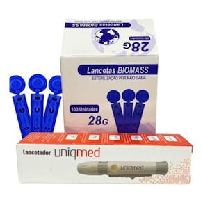1 Caneta Lancetadora Universal + 100 Lancetas Indolor 28G