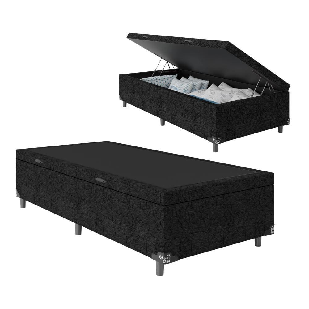 Baú Box Solteiro - Suede Preto