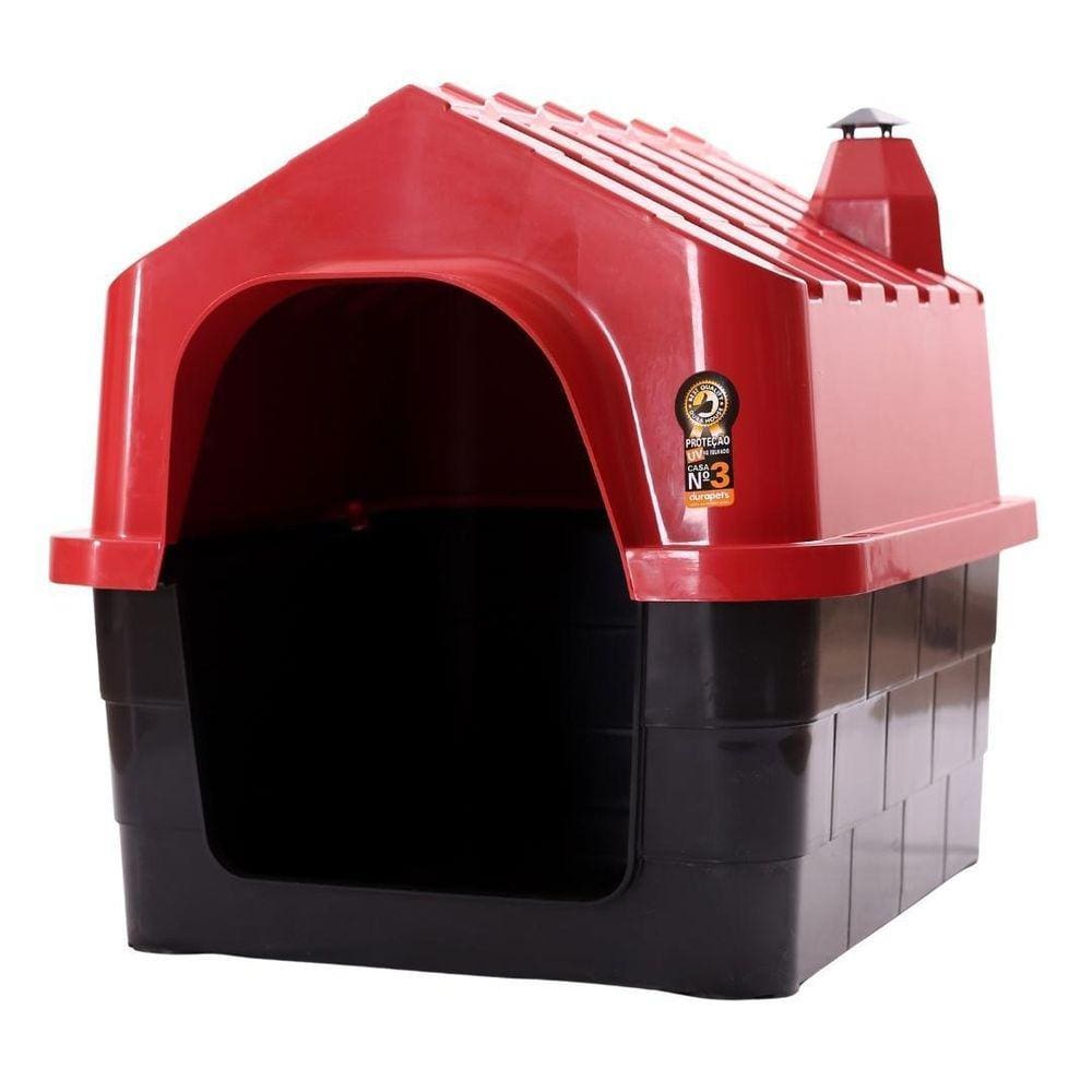 Casinha Para Cães Com Chaminé Durapets Nº3 - Vermelha