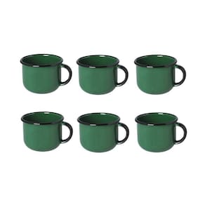 Jogo De Xícara De Cafezinho 06 Peças Esmaltada Verde 120 Ml Ewel