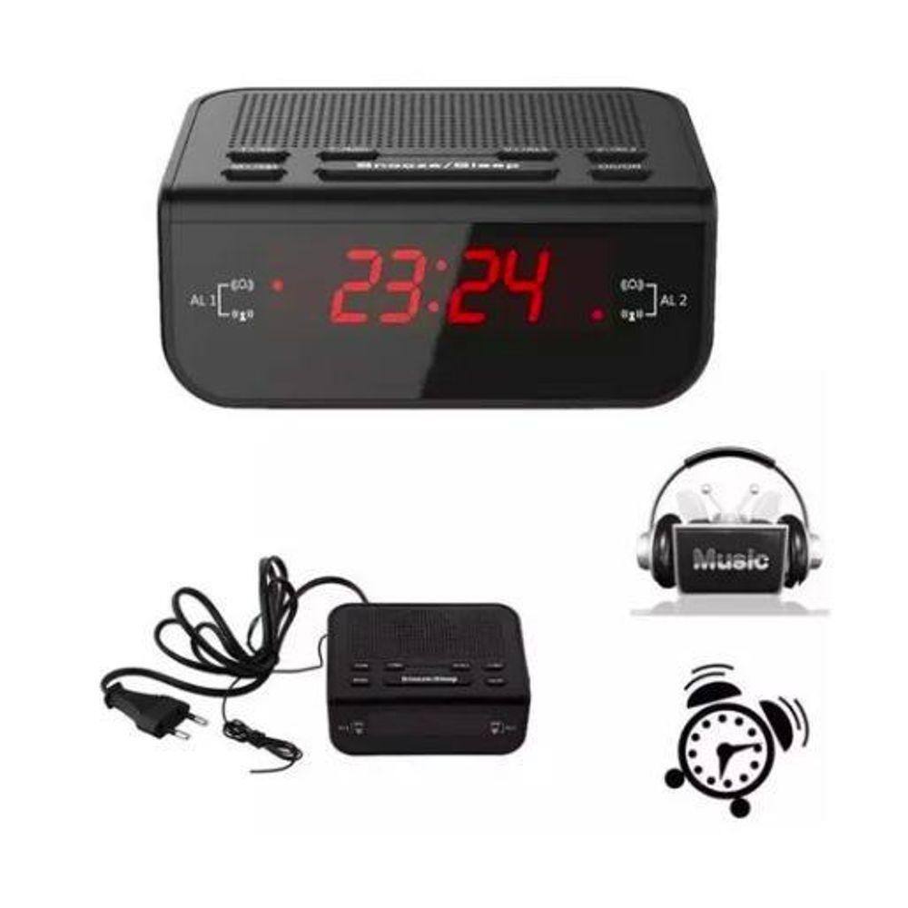 Radio Relógio Despertador Digital Alarme Am/Fm