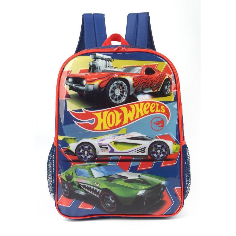 Mochila Infantil De Costas Hot Weels Azul Luxcel