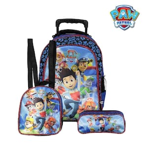 Kit Mochila Escolar Infantil Patrulha Canina Azul De Rodinha