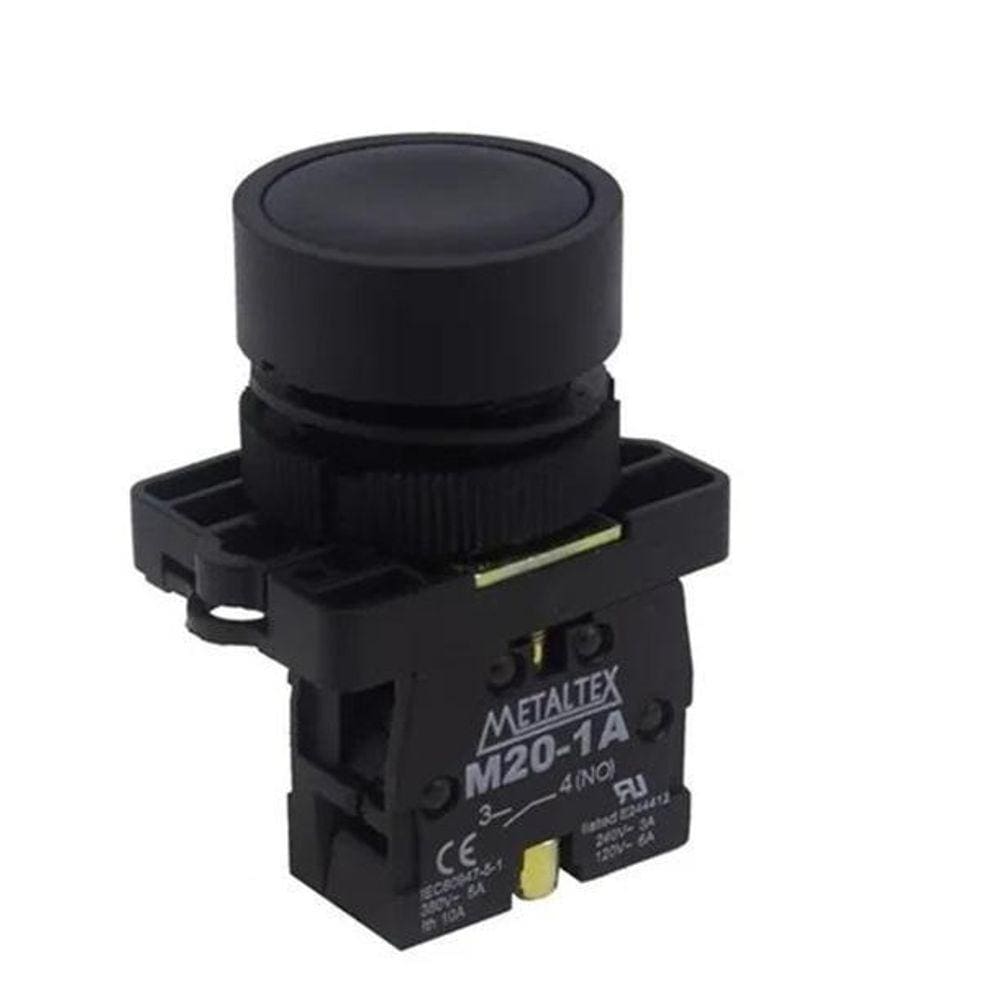 Botao Pulso Faceado Preto 22Mm Metaltex