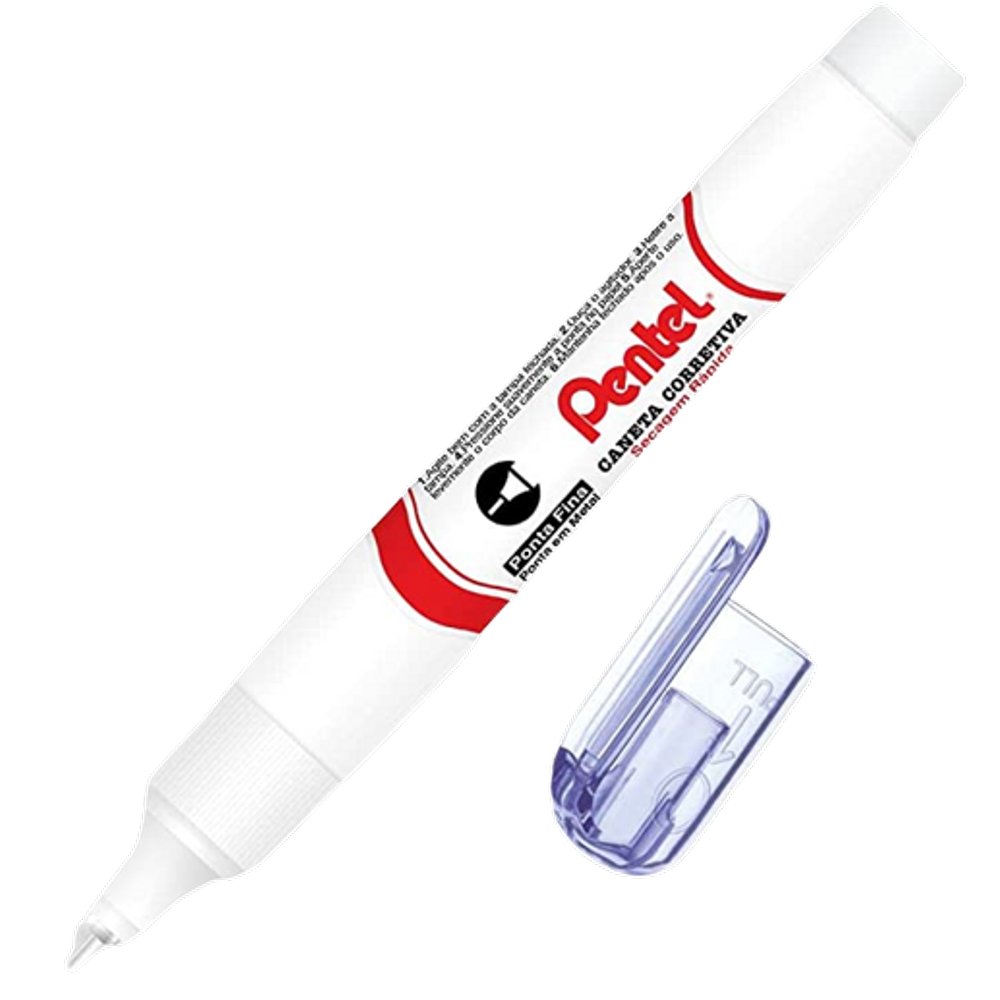 Caneta corretiva Ponta Fina em metal 4,2ml Marca Pentel