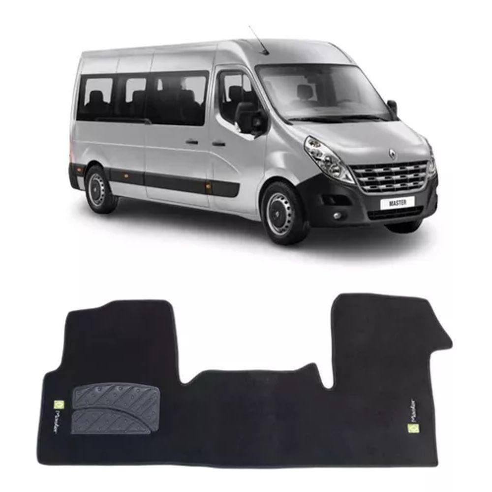 Tapete Carpete com Bordado Renault Master 2015 a 2021 Preto