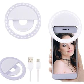 Clipe Anel Led Luz Branca Selfie Para Celular - Mini Ring Light Preto