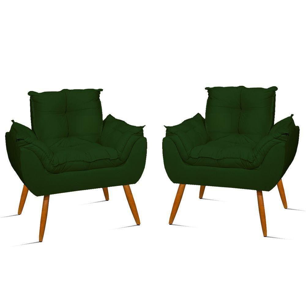 Kit 04 Poltronas Decorativas Opala Pés Palito - Sala - Balaqui Decor Cor:verde