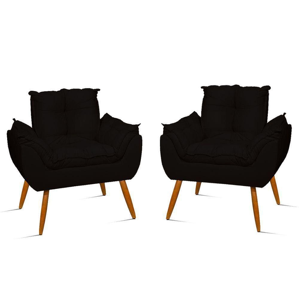 Kit 04 Poltronas Decorativas Opala Pés Palito - Sala - Balaqui Decor Cor:preto