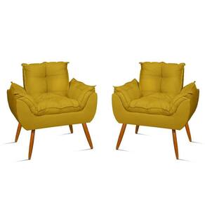 Kit 06 Poltronas Decorativas Opala Pés Palito - Sala - Balaqui Decor Cor:amarelo