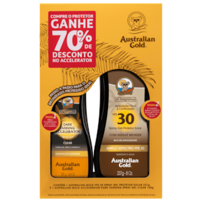 Kit Australian Gold Accelerator Dark Tanning & Instant Bronzer FPS 30 (2 Produtos)
