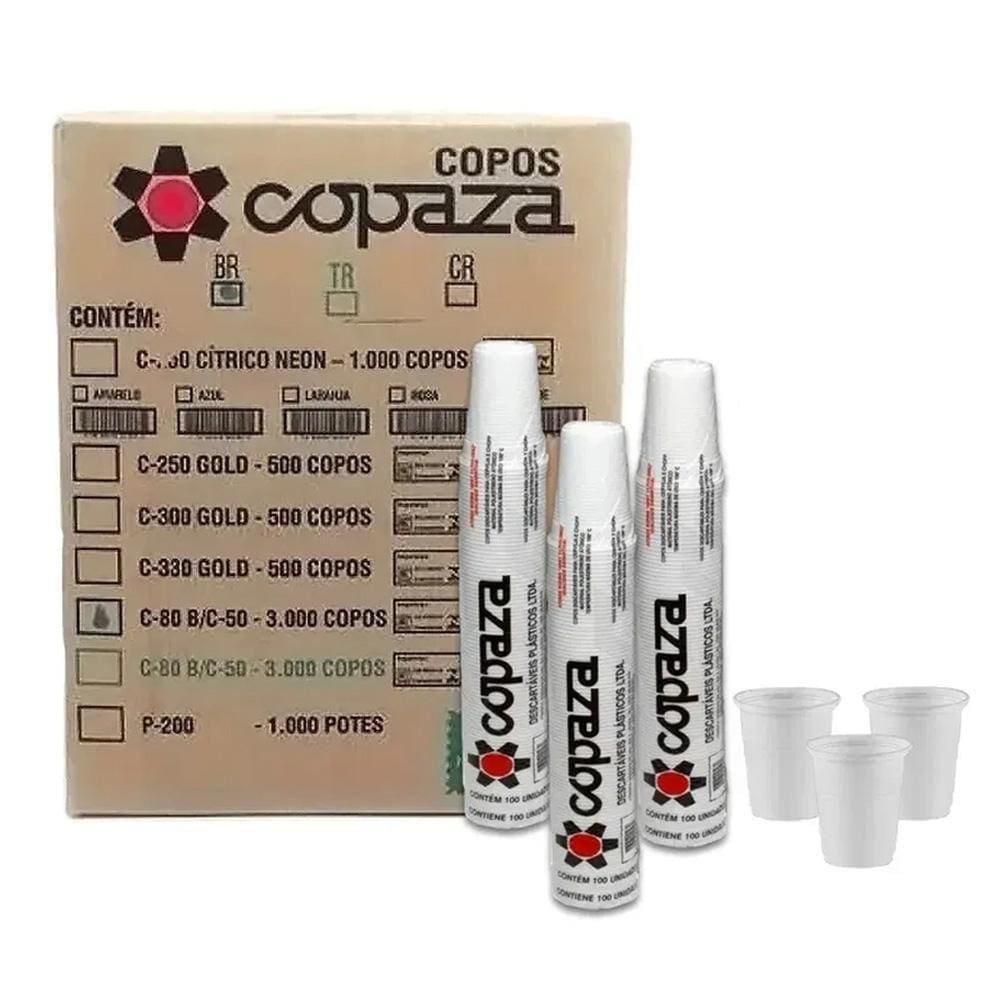 Copo 80Ml Descartavel Caixa C/3000 - Branco - Copaza