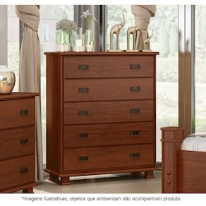Cômoda Para Quarto 05 Gavetas Em Madeira Maciça Itália Avelã - Straub Web